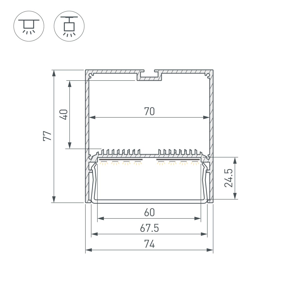 Профиль Arlight SL-LINE-7477-2000 ANOD (BY) (Алюминий) 059813