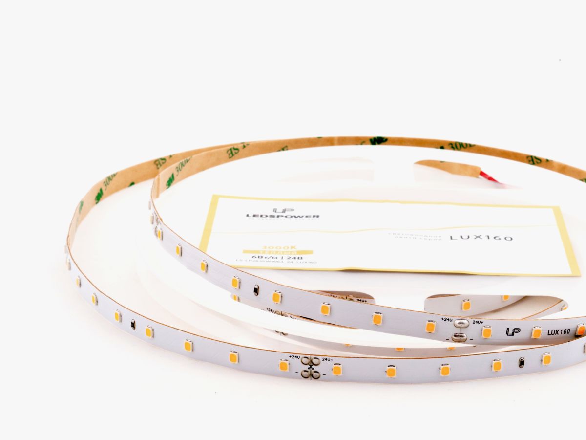 Светодиодная лента LEDS POWER 2835 64/м (6Вт/м) 24В теплая LUX160 006079