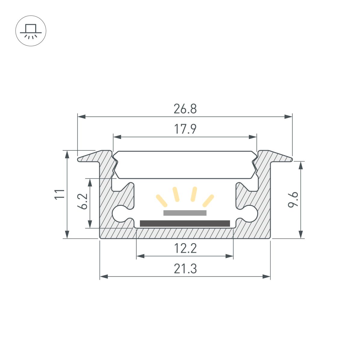 Профиль Arlight FLOOR27-H11-F-2000 ANOD (Алюминий) 060247