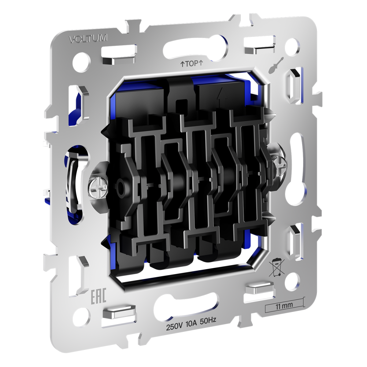 Механизм выключателя трехклавишного 10А Voltum S70 VLS0301M