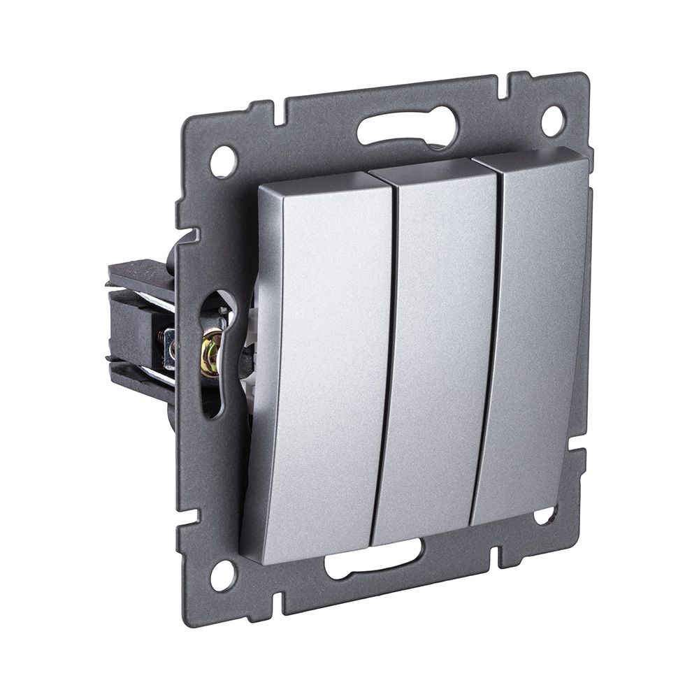 Выключатель 3-клавишный 10А/250В, изогнутый, серый Kollinger REA-R-012GY для Aspekt, Eleganz, Reflex