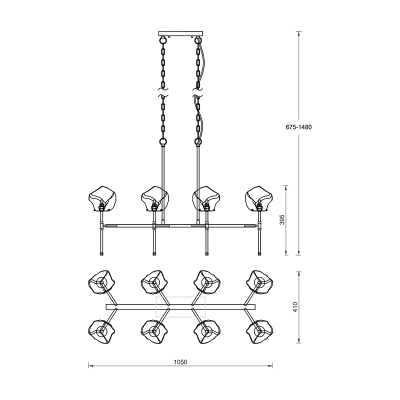 Подвесная люстра Zumaline ROCK P0488-08L-SEAC