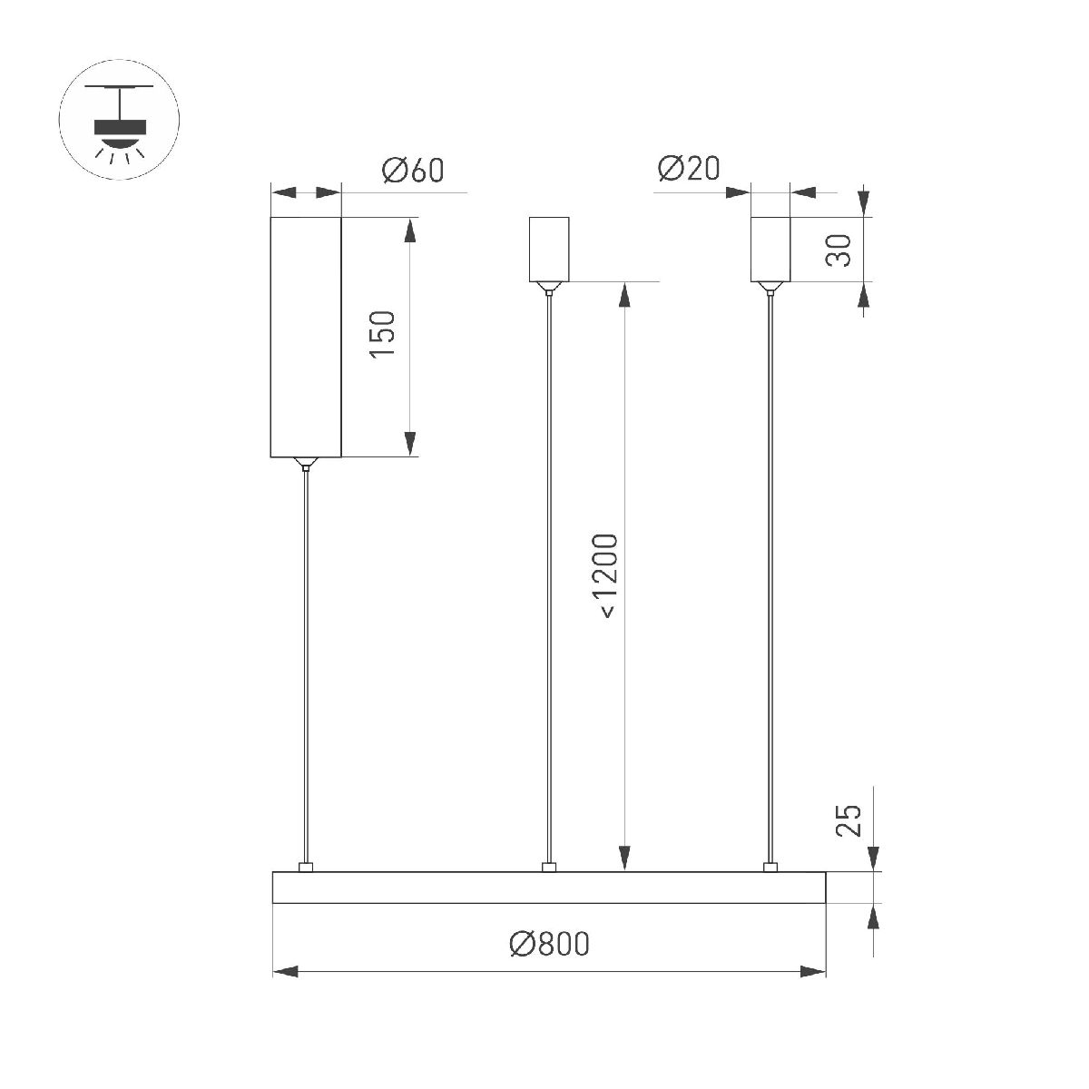 Подвесной светильник Arlight SP-CONGO-MULT-1-R800-42W Warm3000 (WH, 120 deg, 230V) 046246