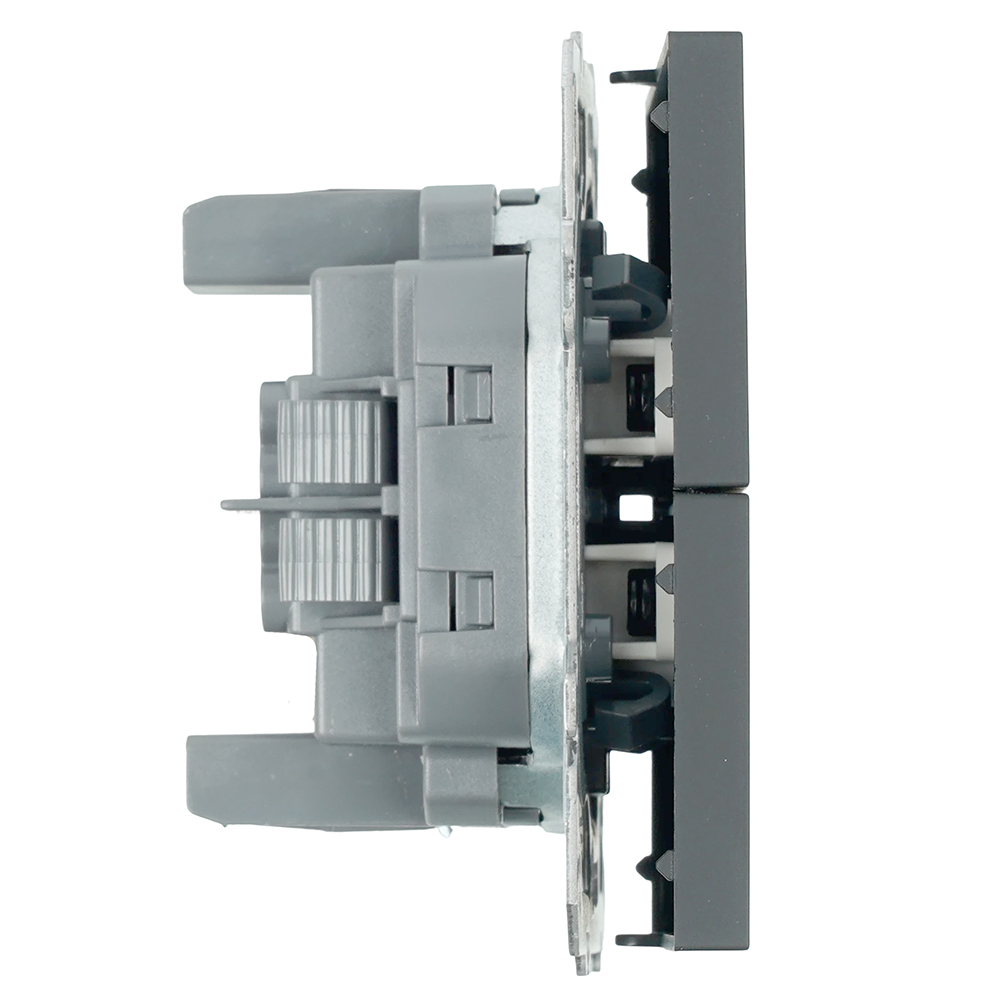 Выключатель 2-клавишный (механизм) СЗК Stekker Эмили 250В 10АRSW10-5104-10ZK платиново-серый soft touch 50239