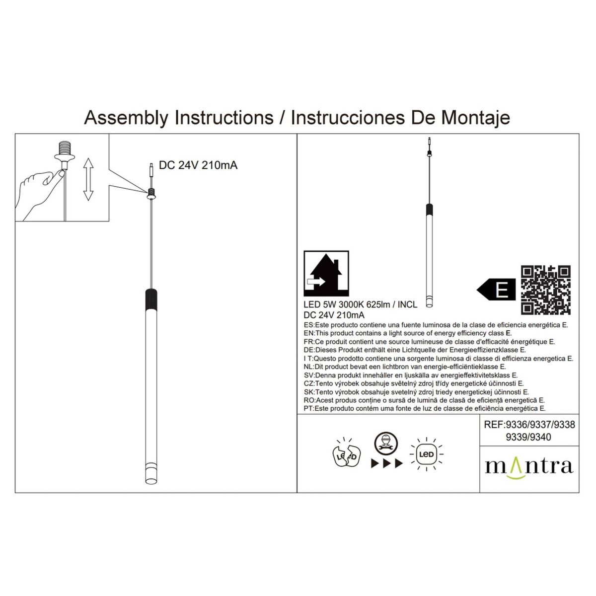 Подвесной модульный светильник без основания Mantra Moana 9340
