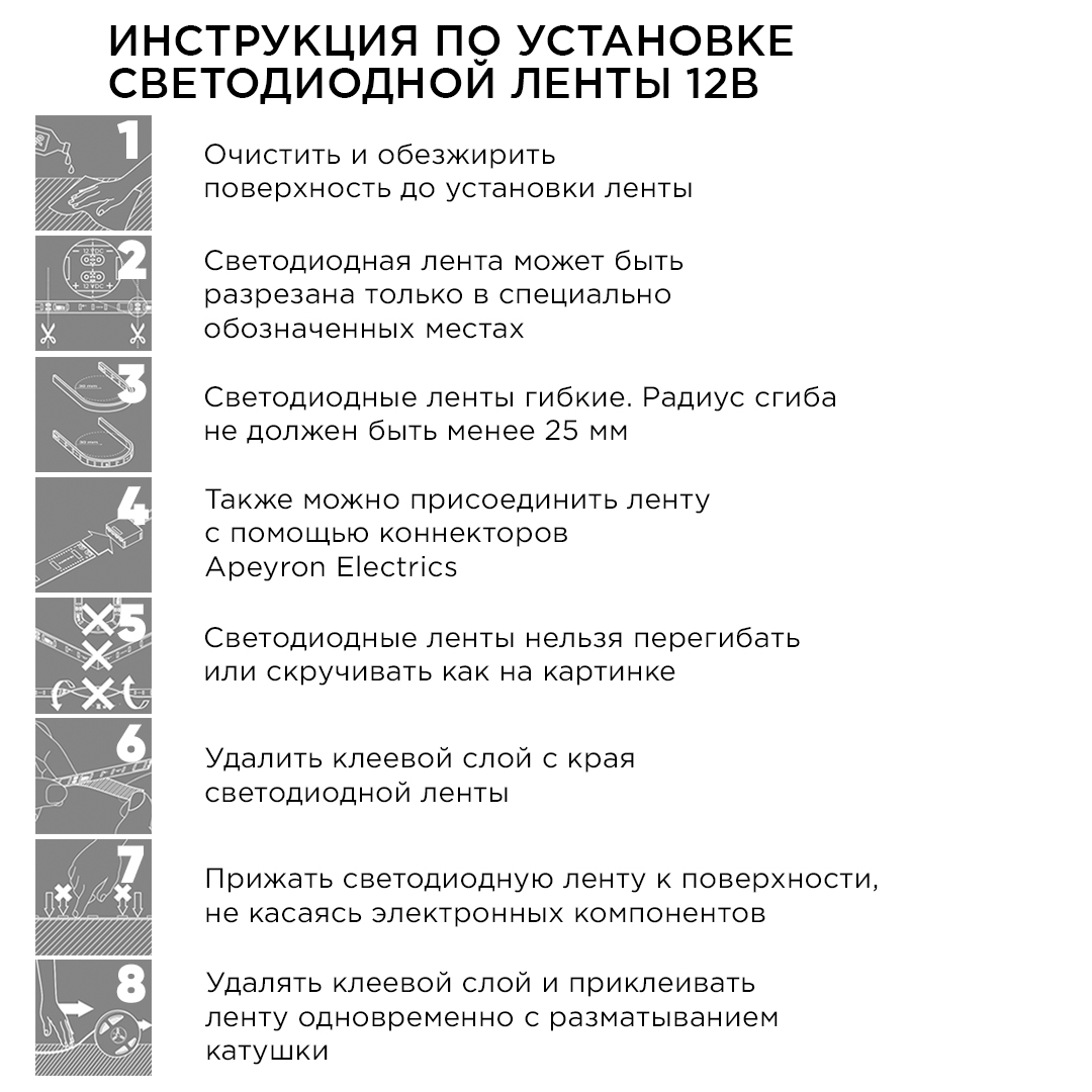 Комплект цифровой светодиодной ленты Apeyron 12В 5050 14,4Вт/м RGB 5м IP20 82ЦЛ