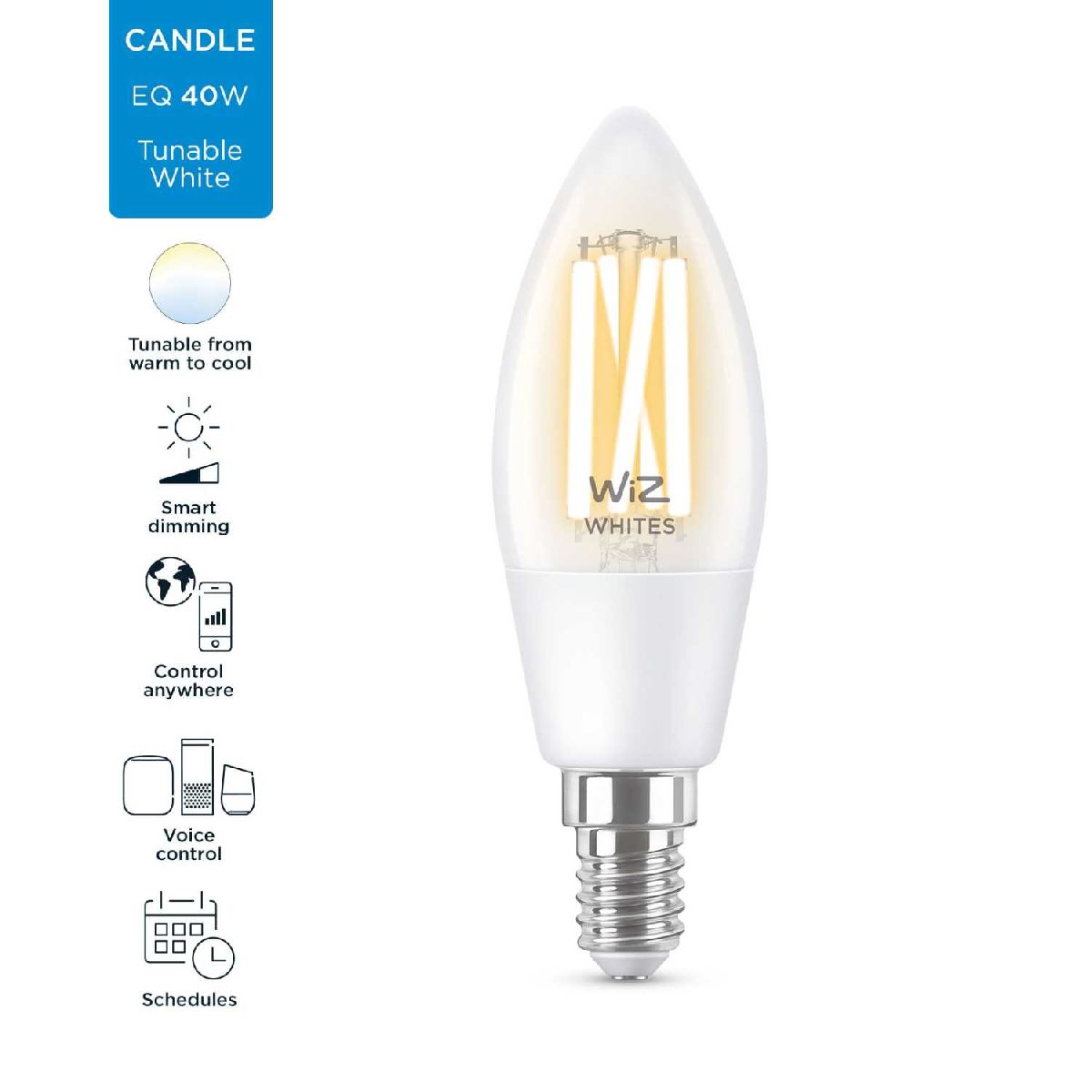 Умная светодиодная лампа Wiz Wi-Fi BLE40WC35 E14927-65CL1PF/6 E14 4,9W 2700/6500K 929003017601