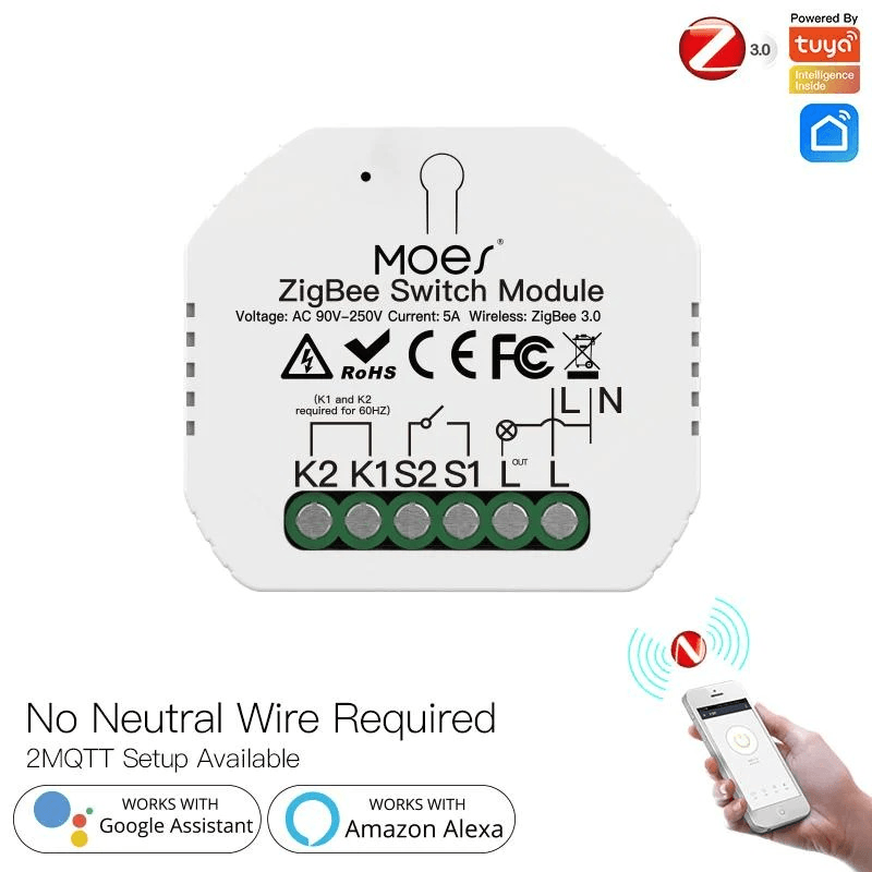 Переключатель Moes Switch Module Wi-Fi 2,4GHz & Zigbee+RF433 MGHz MS-104ZR