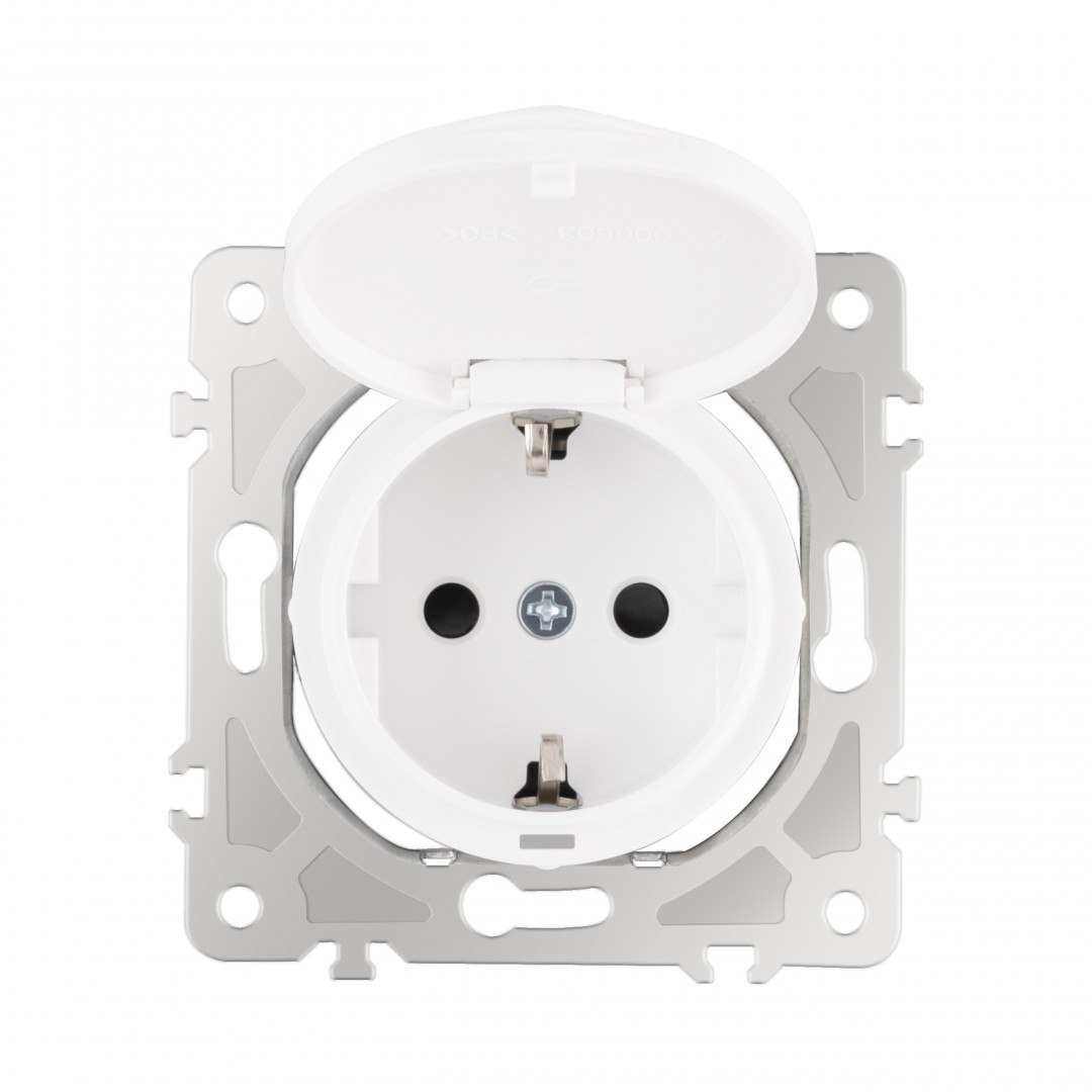 Розетка с заземлением, шторками и защитной крышкой Arte Milano 202.41-1.white