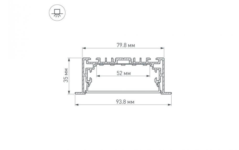 Профиль с экраном Arlight S2-LINIA94-F-2500 ANOD+OPAL 021178