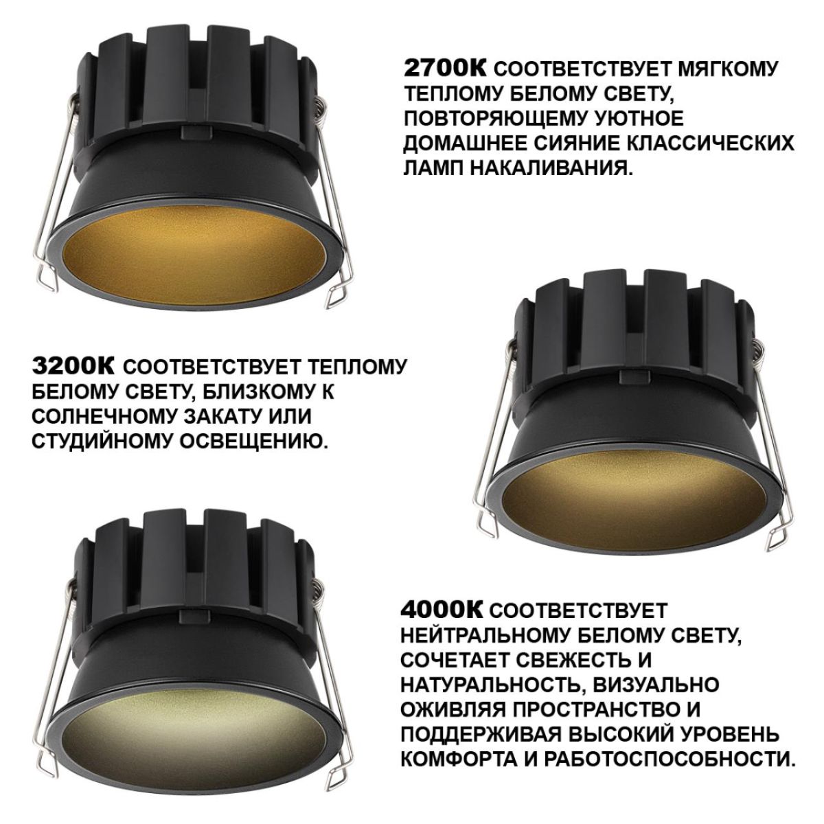 Встраиваемый светильник с переключателем цветовой температуры и угла рассеивания Novotech Wir Solis 359858