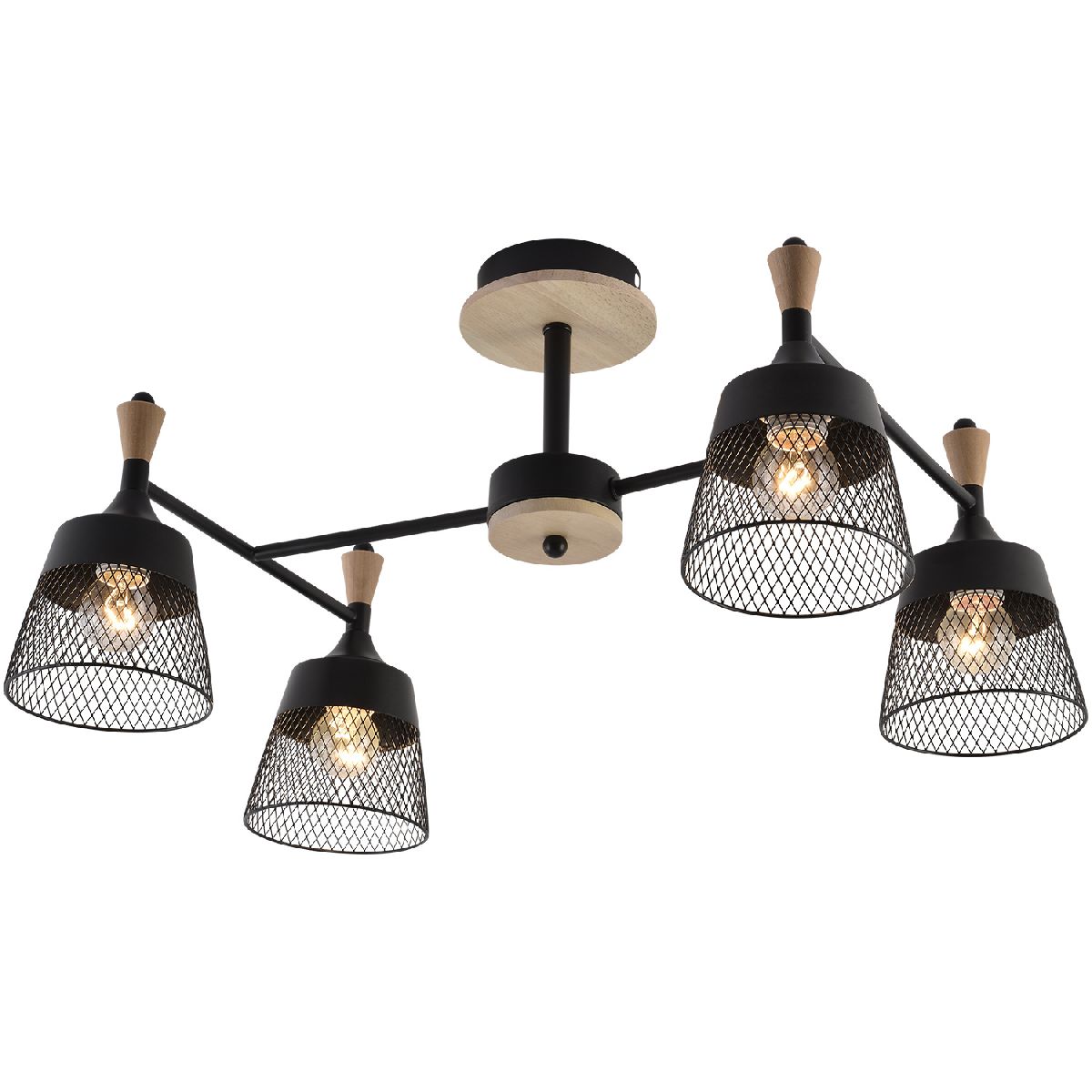 Люстра на штанге Reluce 01492-0.3-04 BK+WOOD УЦ