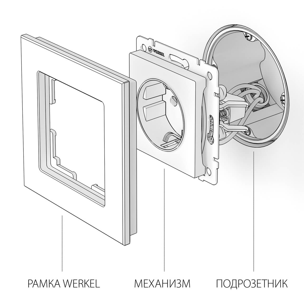 Розетка с заземлением и шторками Werkel серебряный W1171106 4690389156427