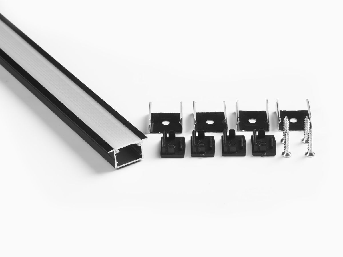 Профиль врезной LEDS POWER СПВ17-2412 алюм. черный с призм.рассеивателем 2м 008462