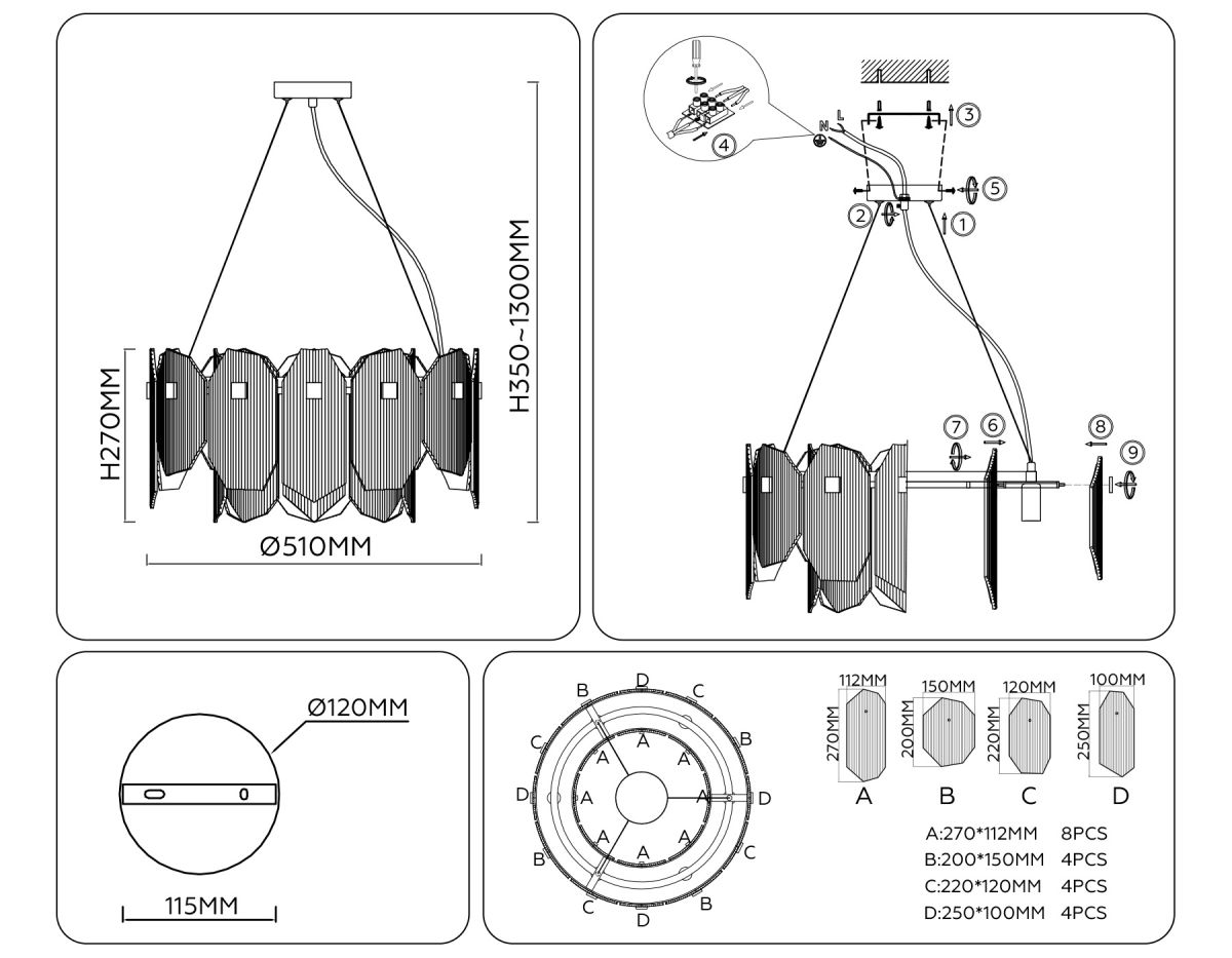 Подвесная люстра Ambrella Light High Light Crystal LH31251
