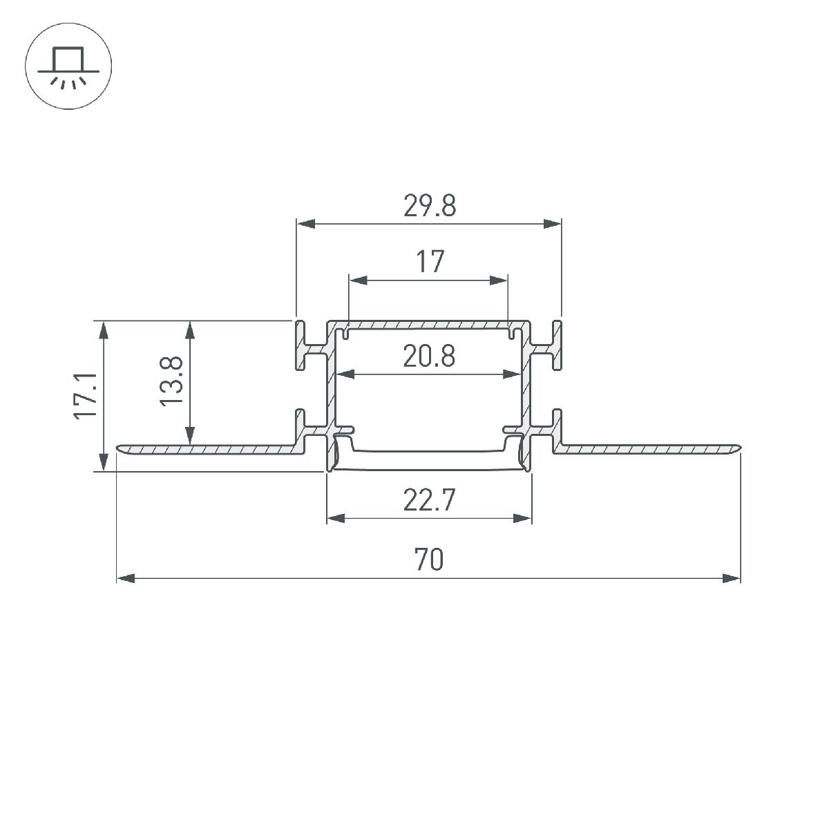 Профиль Arlight FANTOM-BENT-W23-TOP-2000 ANOD 040347
