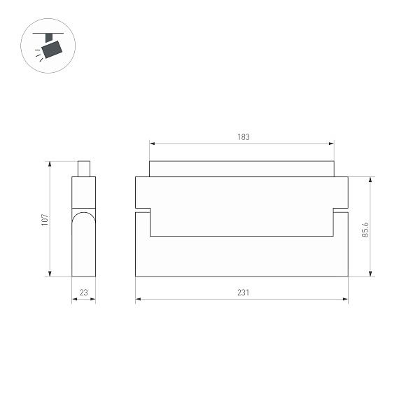 Трековый светодиодный светильник для магнитного шинопровода Arlight Mag-Orient-Flat-Fold-S230-12W 034661