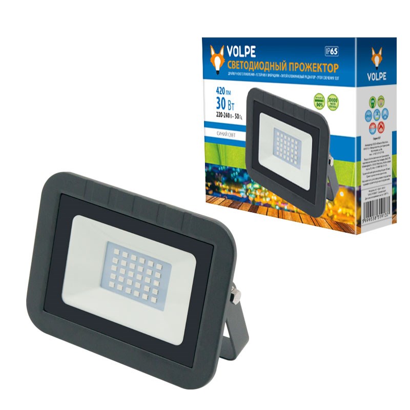 Прожектор светодиодный (UL-00002558) Volpe 30W ULF-Q511 30W/Blue IP65 220-240В Black