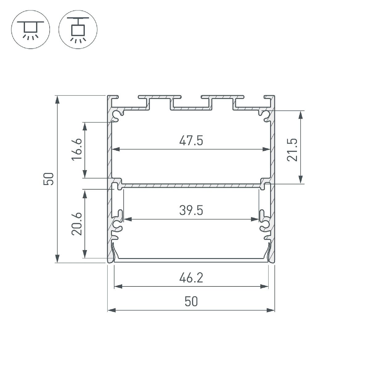 Алюминиевый профиль Arlight LINE-S-5050-2500 WHITE 041843