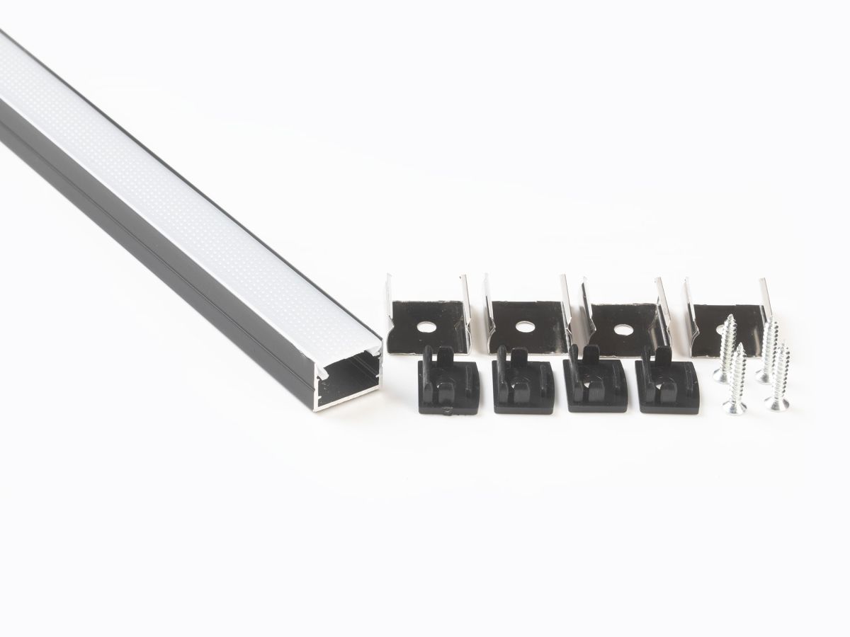 Профиль накладной LEDS POWER СПН1712 алюм. черный с призм.рассеивателем 2м 008448