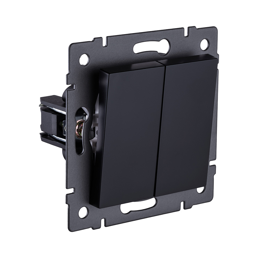 Выключатель 2-клавишный проходной 10А/250В, черный Kollinger REA-S-009BK для Aspekt, Eleganz, Reflex