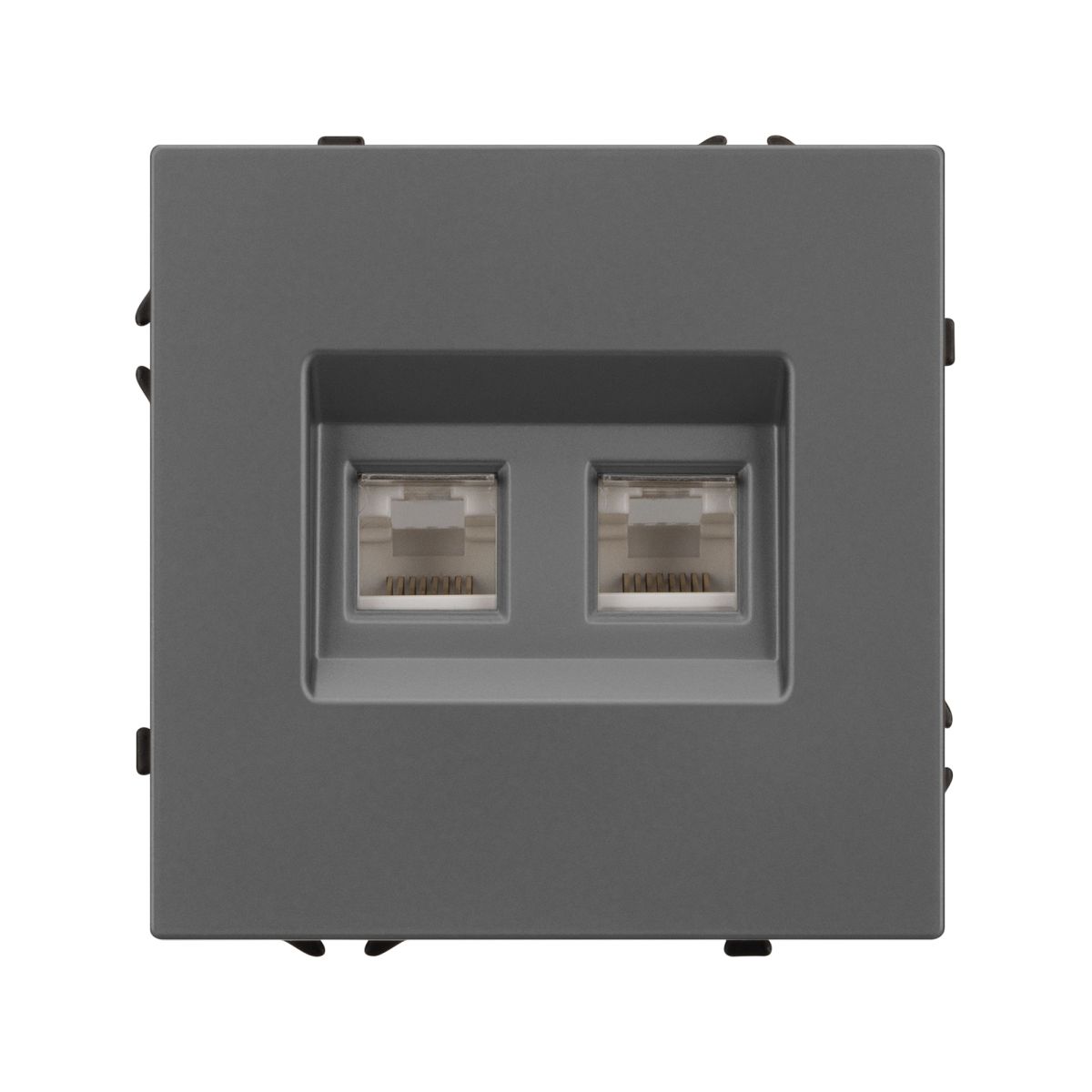 Механизм сдвоенной телефонной розетки Arlight SCT-NOBE-MTL2-SFPL-GR (RJ-11, 4C) (Серый базальт) 054311