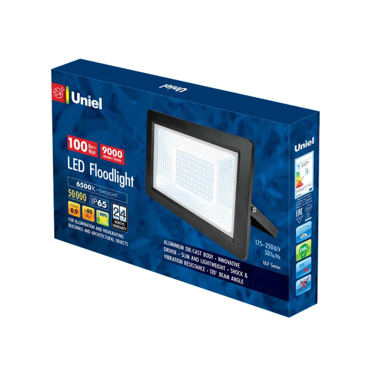 Прожектор светодиодный (UL-00006739) Uniel ULF-F19-100W/6500K IP65 175-250В Black