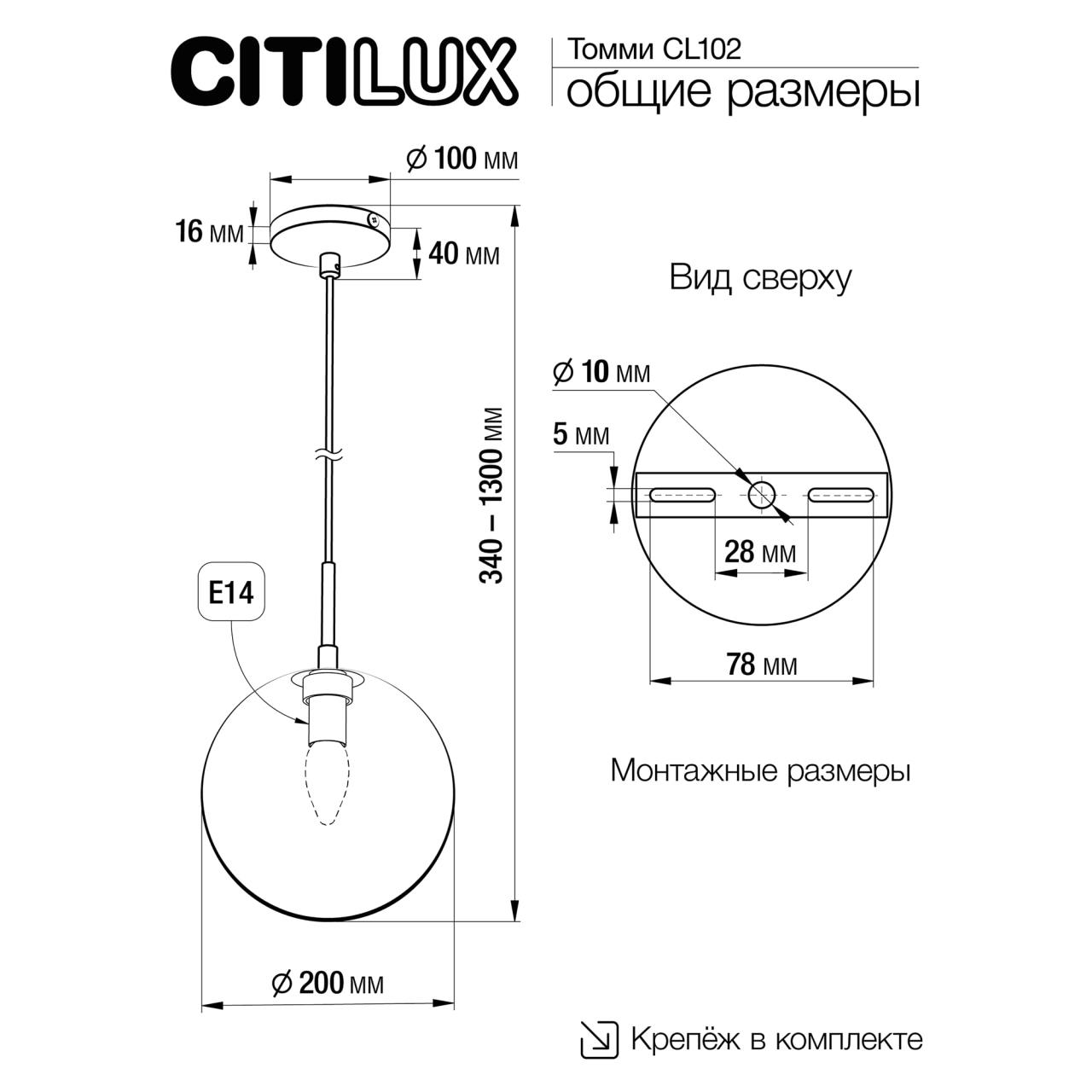 Подвесной светильник шар Citilux Томми CL102620