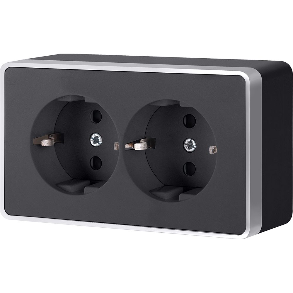 Розетка двойная с заземлением Werkel Gallant (черный с серебром) W5072134 4690389164699 a051154