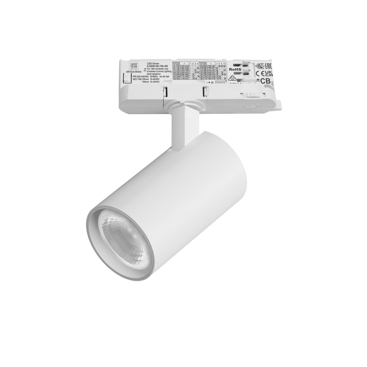 Трековый трехфазный светильник Quattro LED 36G с адаптером Lightstar Alta Base A5146QT36G