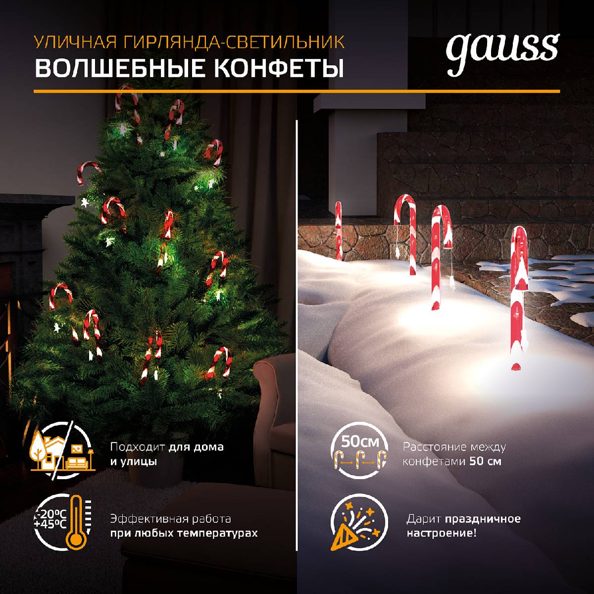 Новогодний светильник Holiday Волшебные конфеты Gauss HL011