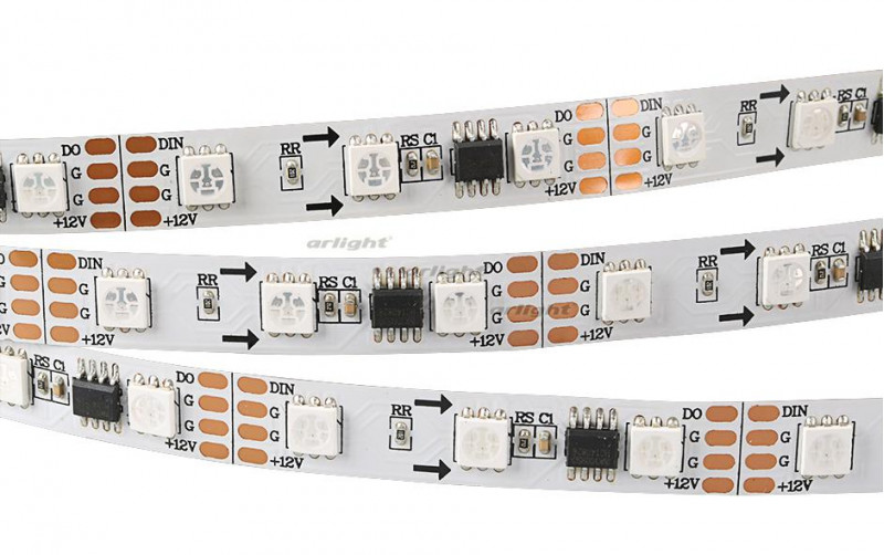 Светодиодная лента Arlight SPI-5000-IR21B 12V RGB (5060,300 LED x3,1804, ПДУ) 020980