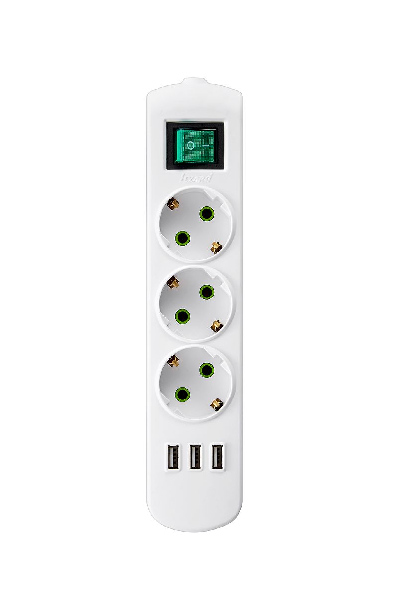Колодка с/з с выключателем и USB разъемом Lezard Letitia 721-0300-302U