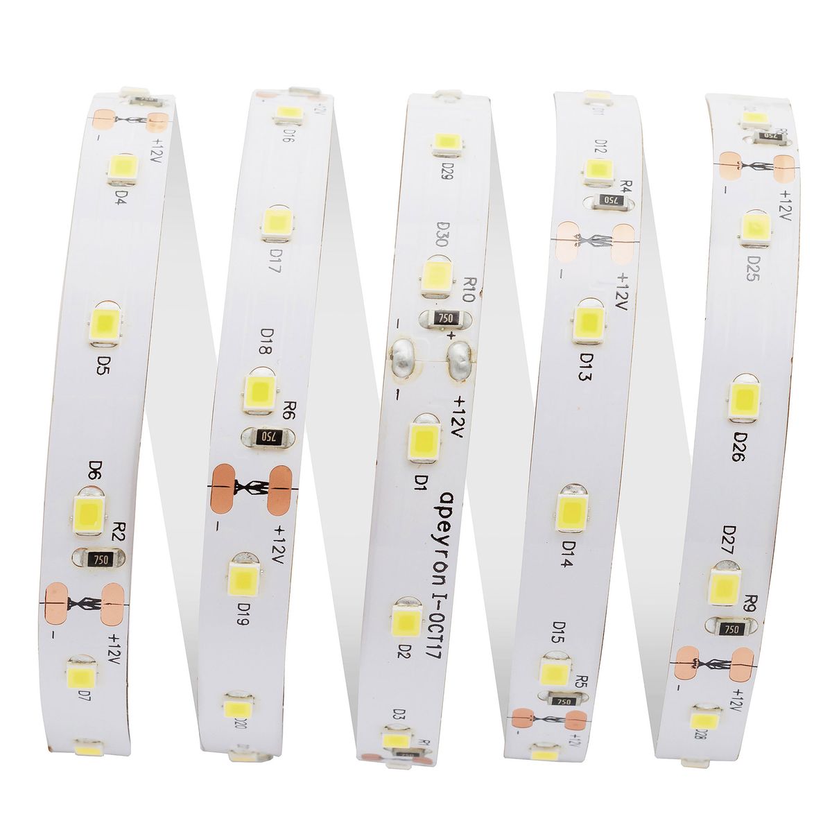 Светодиодная лента Apeyron 12В 9,6Вт/м smd2835 60д/м IP20 900Лм/м 3м 6500К 223BL