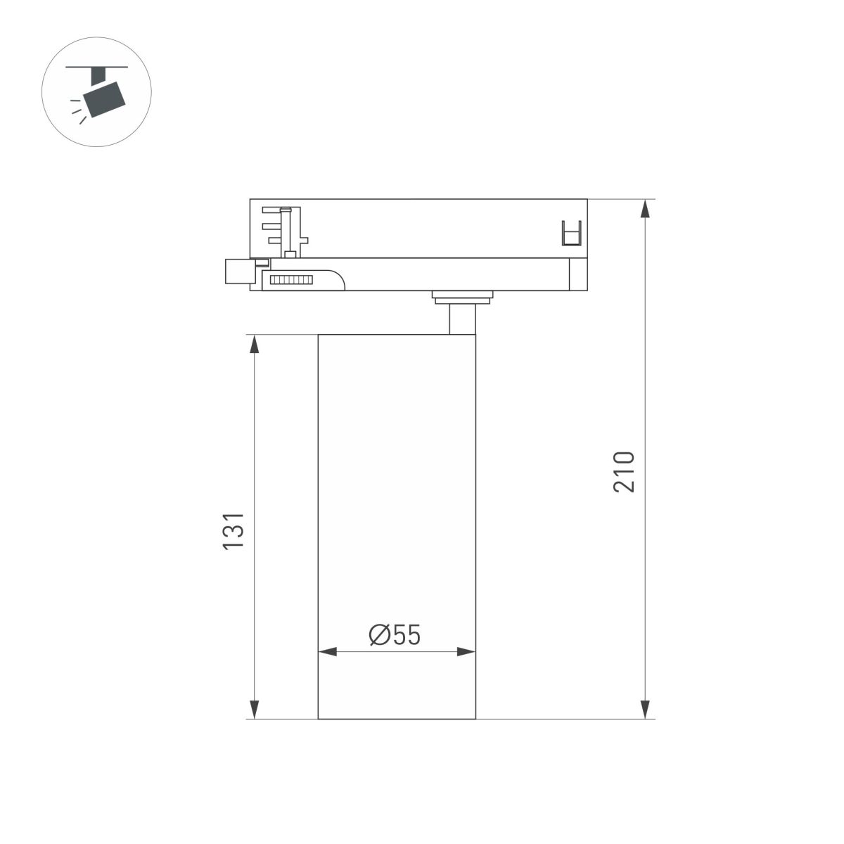 Трековый трехфазный светильник Arlight LGD-SILMA-4TR-R55-4W Warm3000 (BK, 4 deg, 230V) (IP20 Металл) 060465