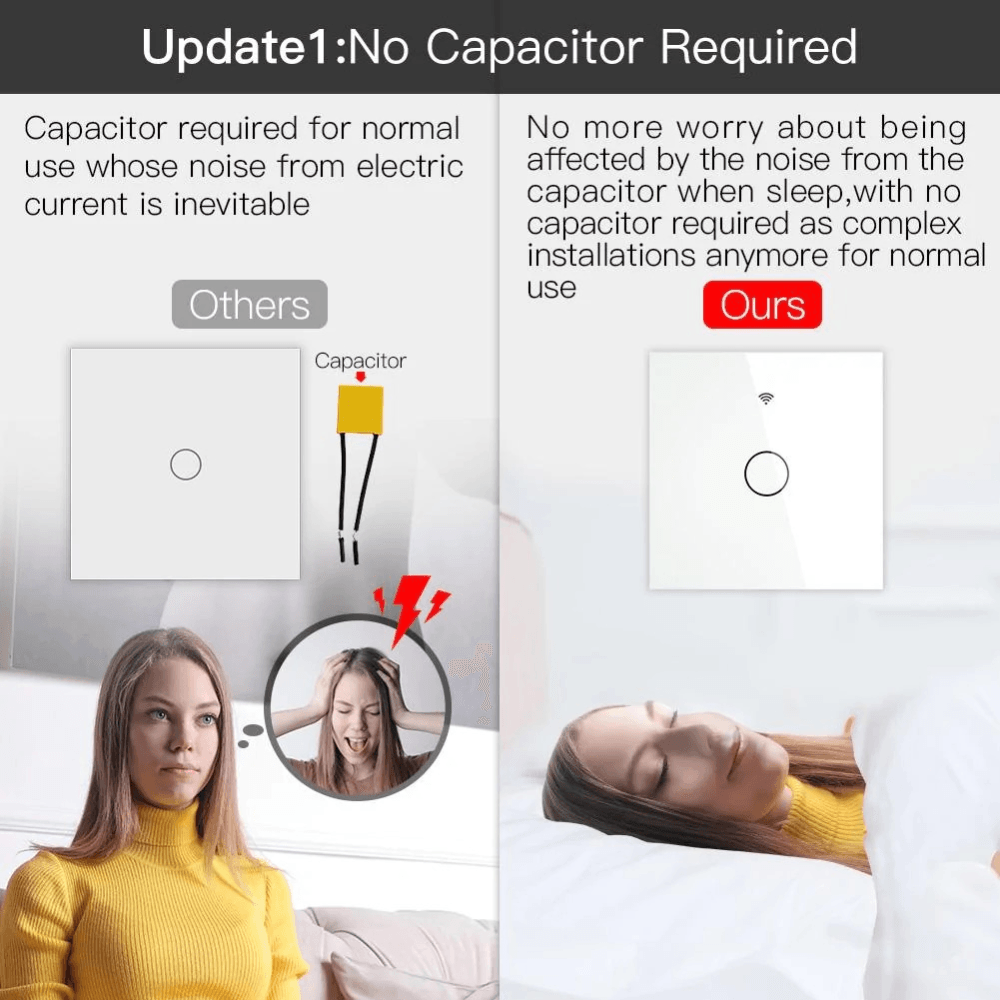 Выключатель Moes Gang Smart Switch Sensor w/o grounding 100-240 В ZS-EU3