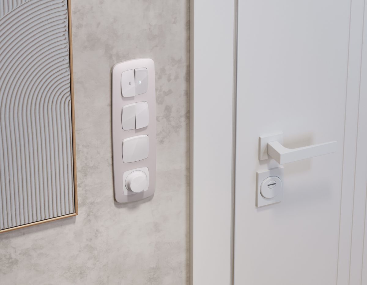 Комплект механизма 2-клавишного перекрестного выключателя Ambrella Volt 10A-250V OMEGA MO103030 Белый глянец QUANT (OP1030, VM125)