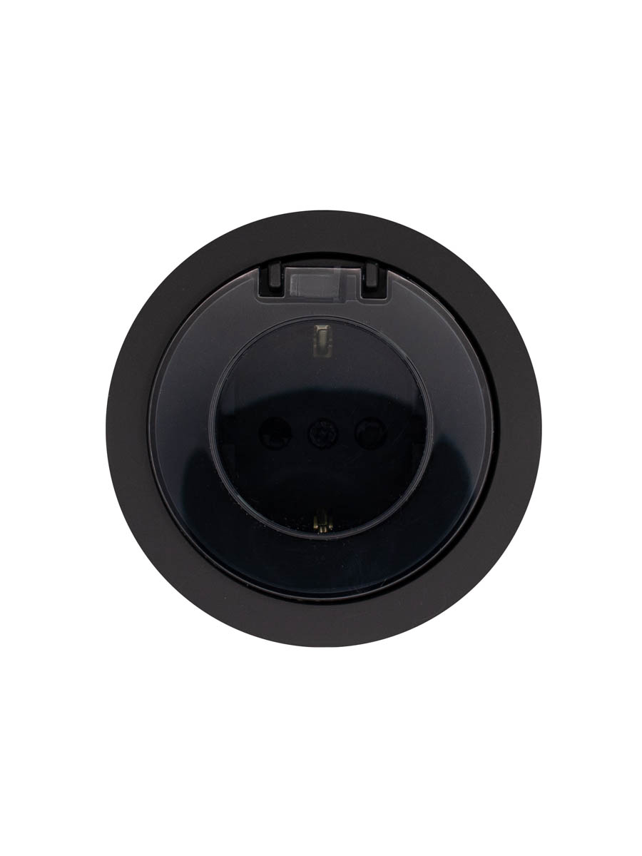 Розетка с/з с крышкой ПБТ чёрный бархат Lezard Osen 743-4288-123B