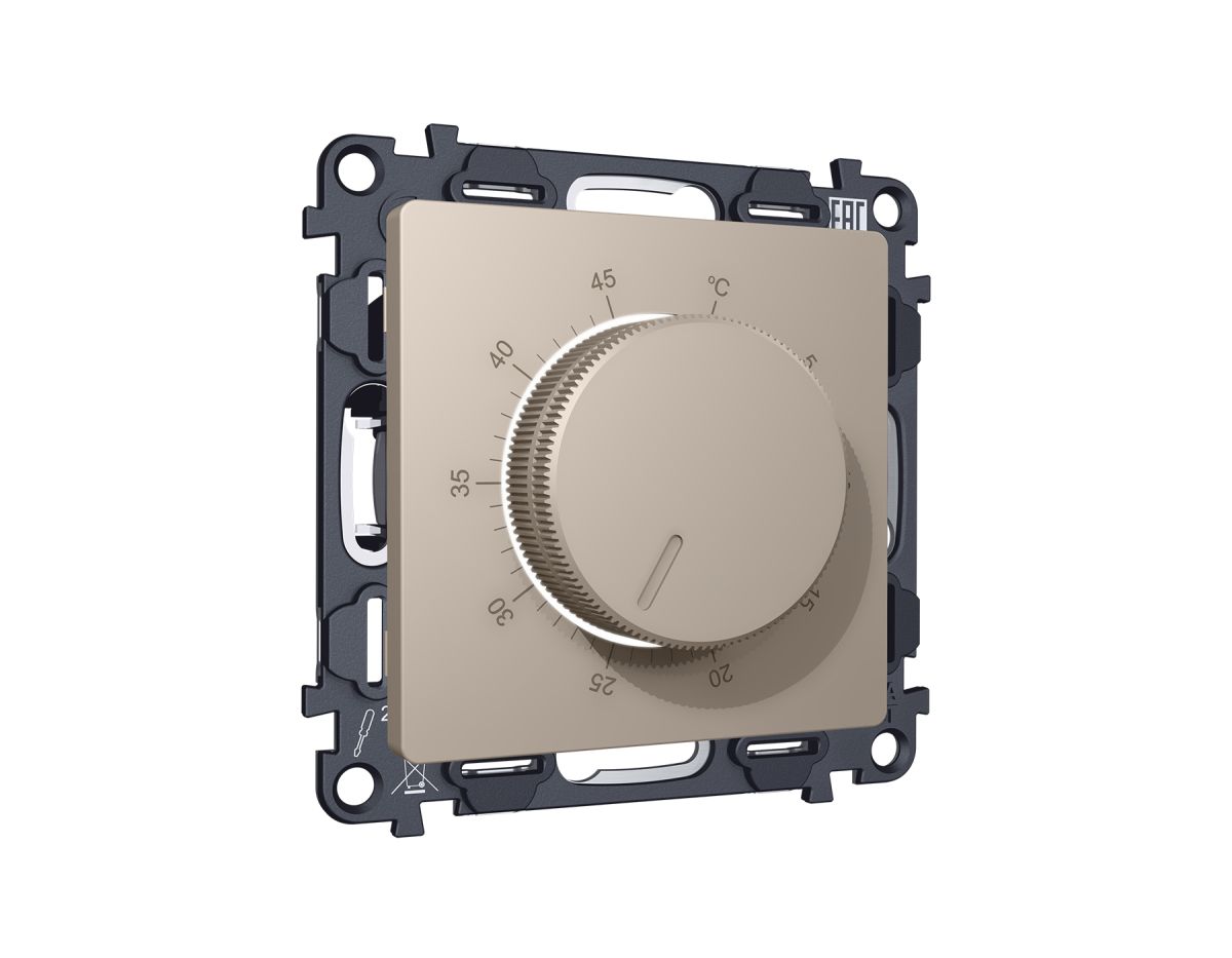 Комплект механизма терморегулятора с датчиком для теплого пола с подсветкой 16A-250V Alfa Серо-бежевый матовый Quant Ambrella Volt MA365710 (AP3657, VM1381)