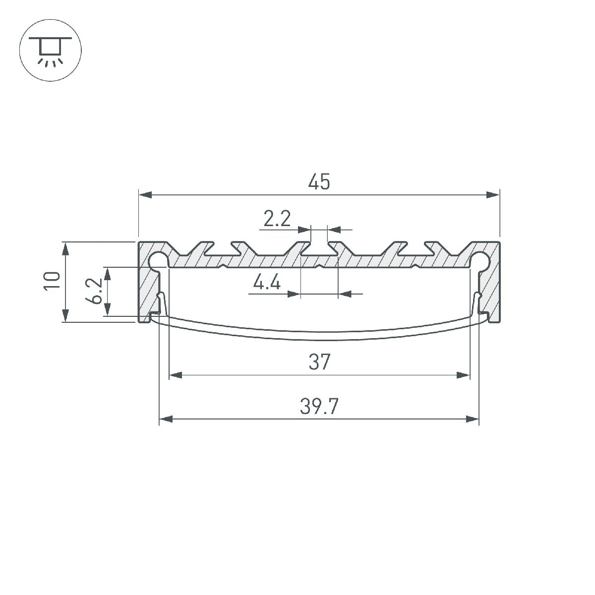 Алюминиевый профиль Arlight LINE-4510-2000 ANOD 049248