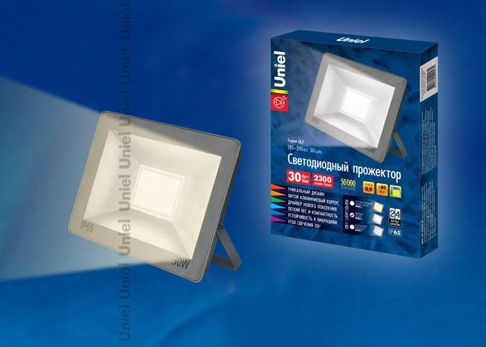 Прожектор светодиодный (UL-00001850) Uniel 30W 3000K ULF-F15-30W/WW IP65 185-240В Silver