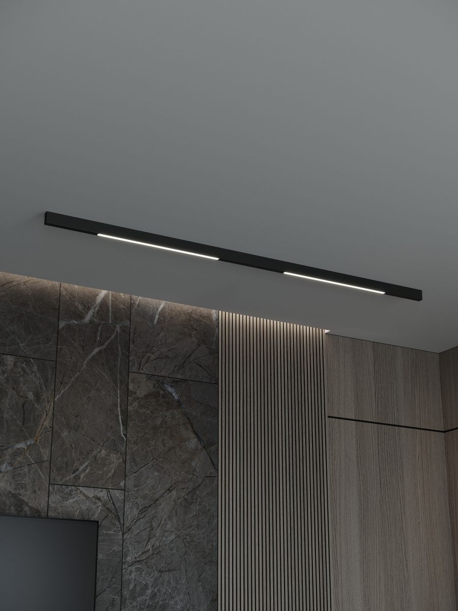 Трековая система со светильниками №1 трехфазная накладная Eldeko (48В, форма - прямая, 2м, 4000K) черная Hesby Lighting HSBL_kompl_E001_NI2B4K