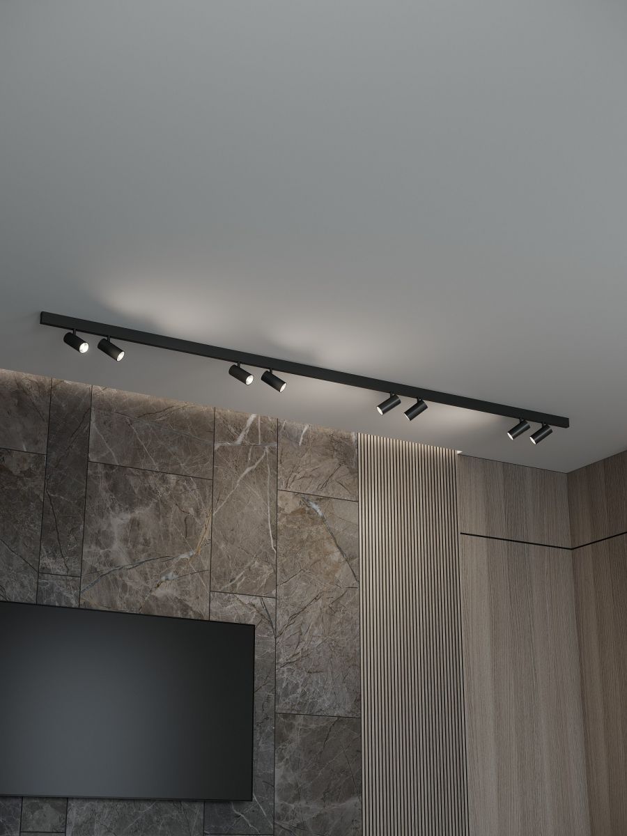 Трековая система со светильниками №3 трехфазная накладная Eldeko (48В, форма - прямая, 3м, 3000K) черная Hesby Lighting HSBL_kompl_E003_NI3B3K