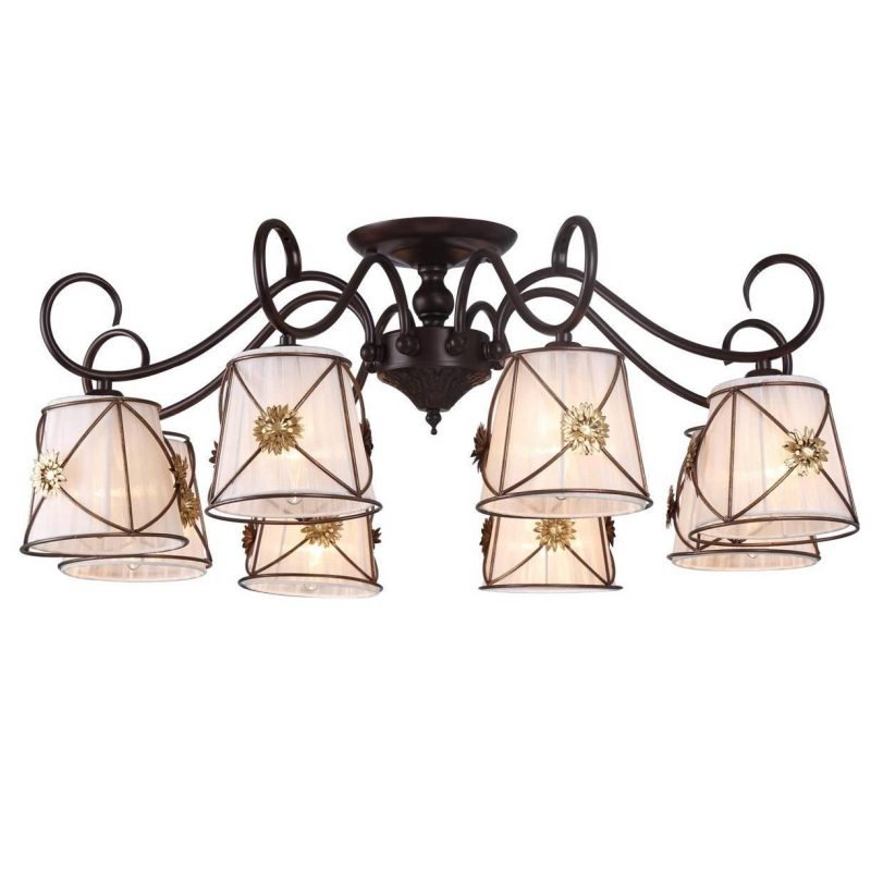 Потолочная люстра с абажуром из ткани Arte Lamp 72 A5495PL-8BR