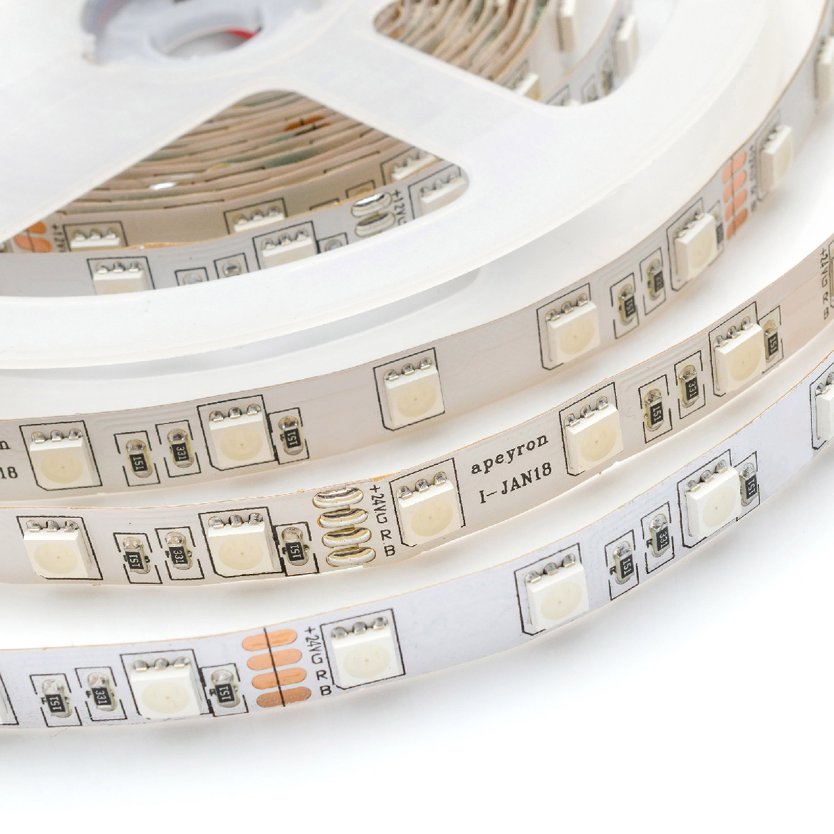 Светодиодная лента Apeyron 24В 14,4Вт/м smd5050 60д/м IP20 5м RGB 00-337