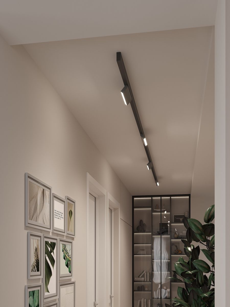 Трековая система со светильниками №4 трехфазная накладная Eldeko (48В, форма - прямая, 4м, 4000K) черная Hesby Lighting HSBL_kompl_E004_NI4B4K