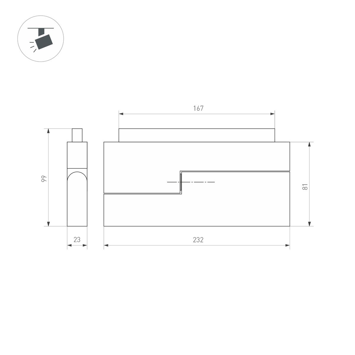 Трековый светильник Arlight Mag-Orient-Flat-Fold-S230-12W Warm3000 034663(1)