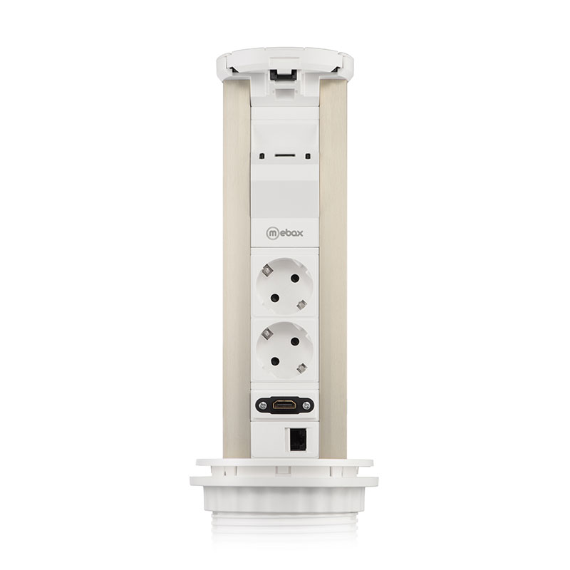 Блок розеток 12J (2 секции, USB type A+C + RJ45 + HDMI) беспроводная зарядка Mebax 00-00002598