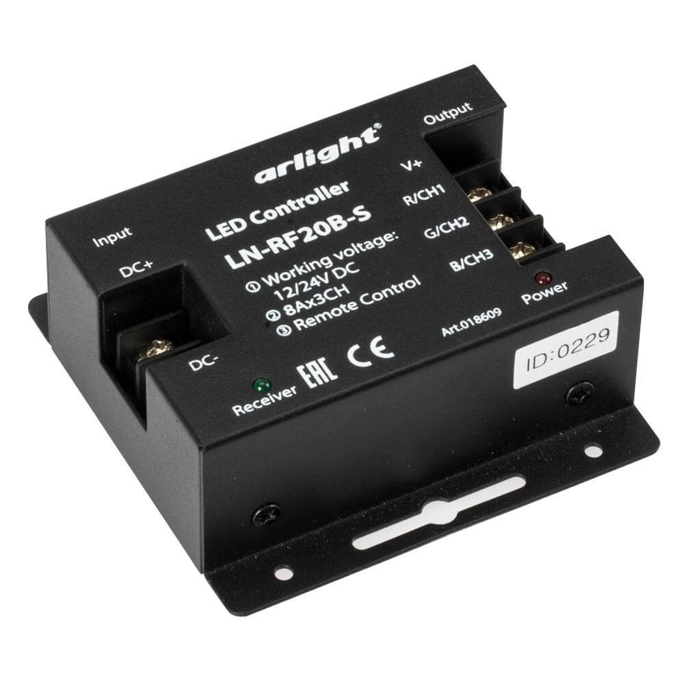 Контроллер Arlight LN-RF20B-S (12-24V, 288-576W, ПДУ 20кн) 018609