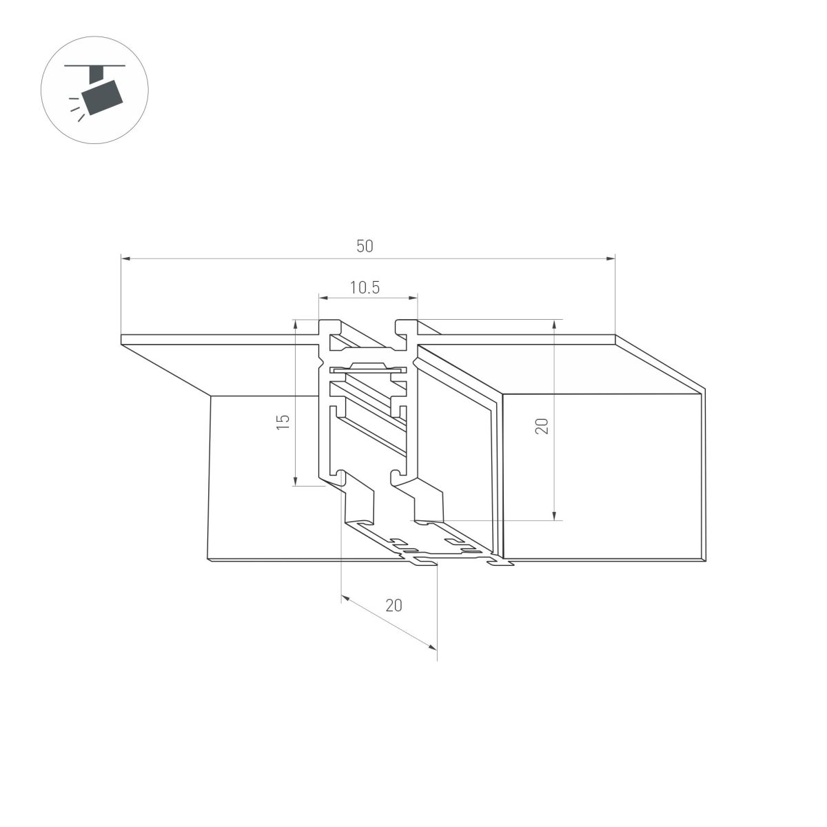 Коннектор угловой для встраиваемого магнитного шинопровода Arlight MAG-MICROCOSM-CON-FDW-L90-INT (BK) (IP20 Металл) 051939
